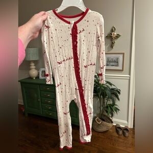Kickee Pants Cream and Red Christmas Kids Footie Pajama